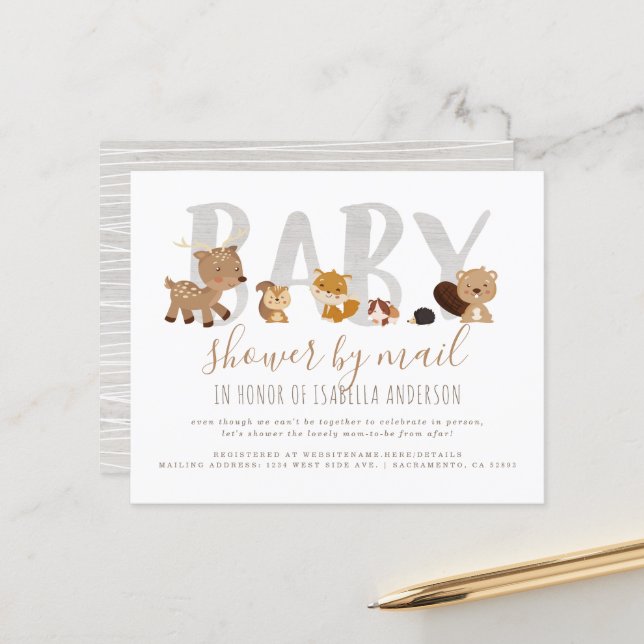 Papier Budget Baby shower Neutre Des Animaux Des Bois Par (Devant/Arrière en situation)