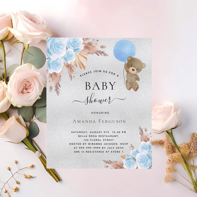 Papier Budget Baby shower pampas herbe argent peluche (Créateur téléchargé)