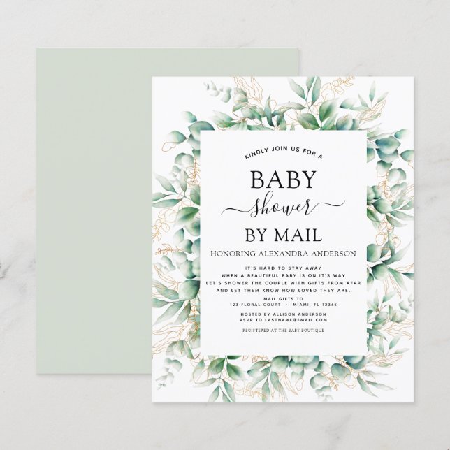 Papier Budget Baby shower par Mail Eucalyptus Géométrique (Devant / Derrière)