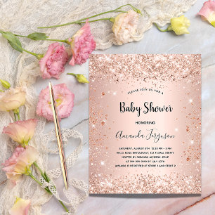 Papier Budget Baby shower parties scintillant rose or mét