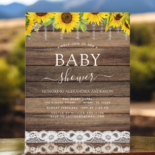 Papier Budget Baby Shower Rustic Sunflower Invitation