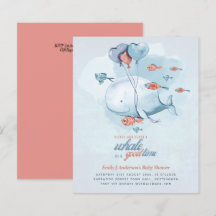 BUDGET Baby shower Sea Life Whale Boys Invitation 