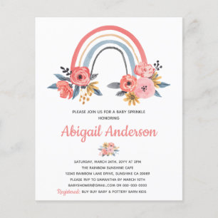 Papier Budget Baby Sprinkle Rainbow Floral Invitation