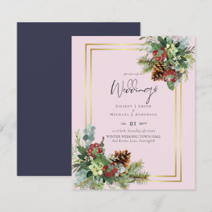 Papier BUDGET Baies Rouges d'Hiver Cônes de Pin Mariage
