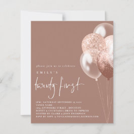 Papier Budget Ballons Script Rose Gold 21st Party Invitat