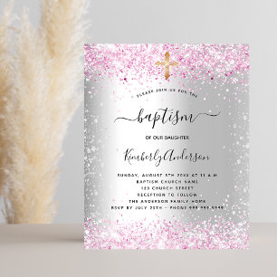 Papier Budget baptême argent rose parties scintillant fil