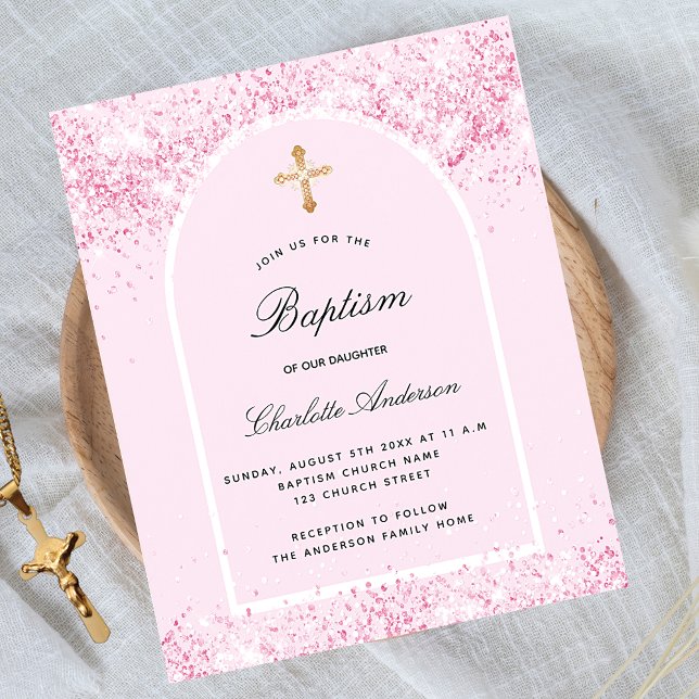 Papier Budget baptême blush rose parties scintillant fill (Créateur téléchargé)