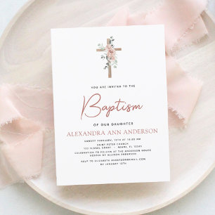 Papier Budget Baptême Dusty Rose Rose Vert Eucalyptus