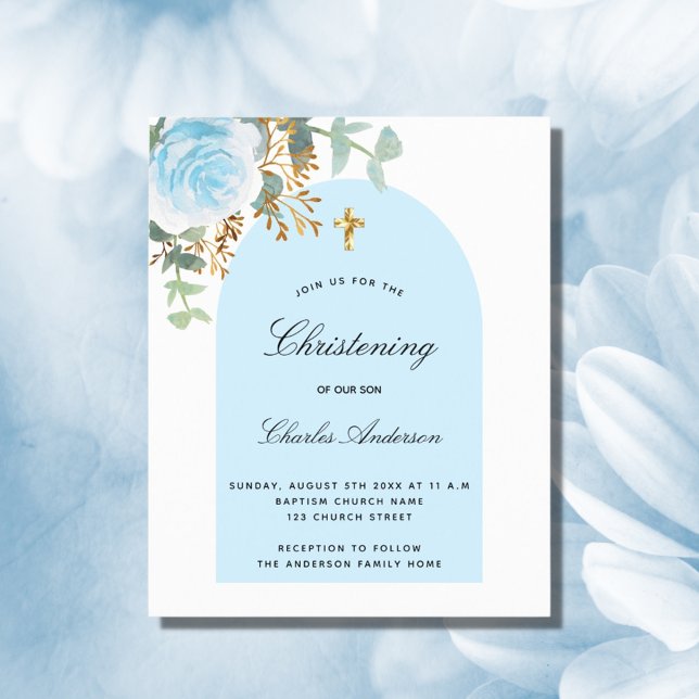 Papier Budget baptême eucalyptus bleu garçon arche floral (Créateur téléchargé)