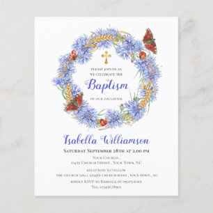 Papier Budget Baptême Fleur sauvage bleu et Invitation pa