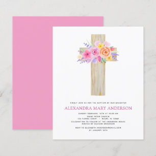 Papier Budget Baptême Pastel Floral Rose Croix