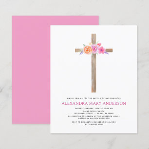 Papier Budget Baptême Pastel Floral Rose Croix