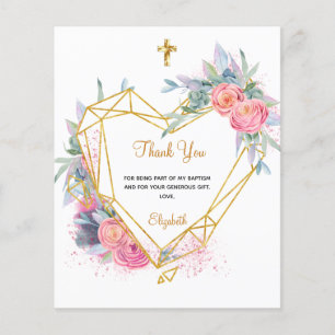 Papier Budget baptême rose floral photo merci