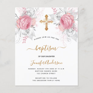 Papier Budget Baptême rose florales fille élégant