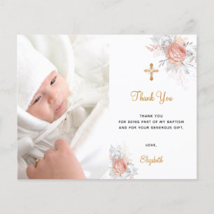Papier Budget baptême rose or florales photo merci