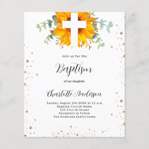 Papier Budget Baptême tournesol invitation eucalyptus