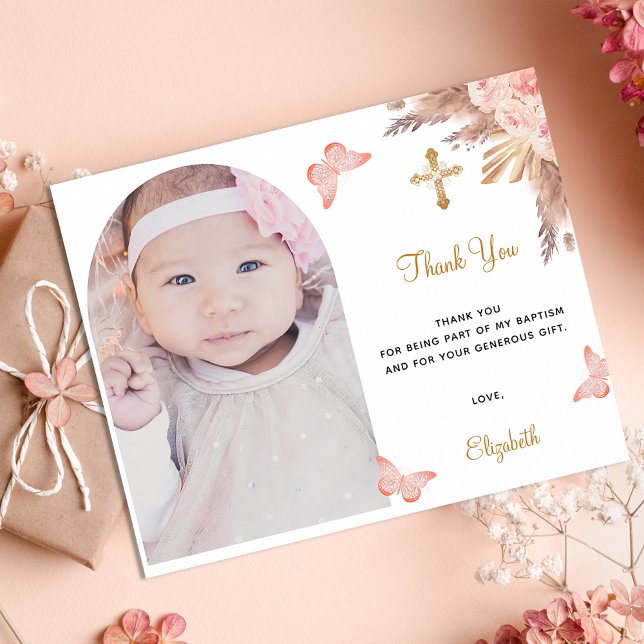 Papier Budget baptism pampas arche photo blush merci (Créateur téléchargé)