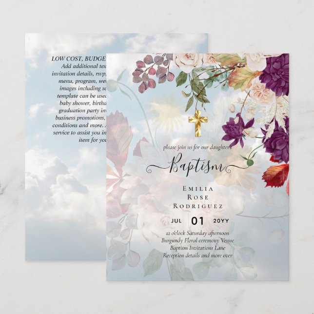 Papier BUDGET BAPTISME Automne Automne Chute Floral Chris (Devant / Derrière)