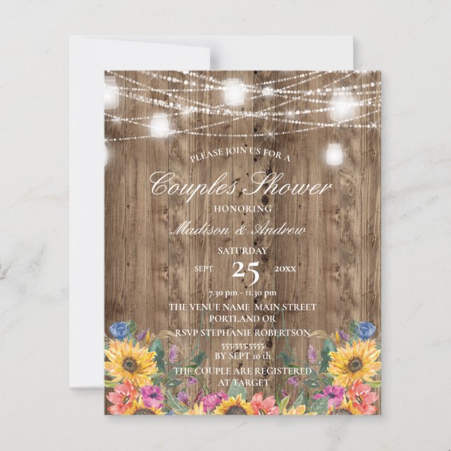 Papier Budget Barn Bois & Tournesol douche de couple (Devant)