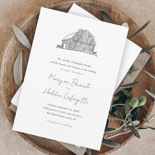 Papier Budget Barn Esquisse Faire-part de mariage rustiqu