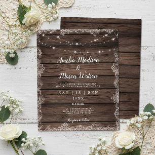 Papier Budget Barnwood dentelle chaîne Lumière Mariage ru