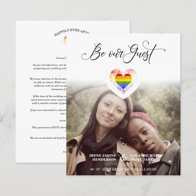 Papier Budget Be our Guest Quote Pride Rainbow Heart LGBT (Devant / Derrière)