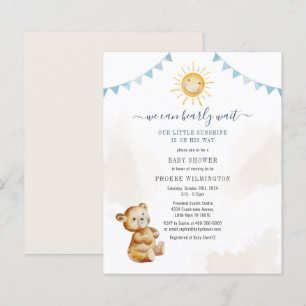 Papier Budget Bear Sunshine Boys Baby shower Invitation