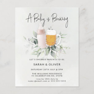 Papier Budget Bébé Brasserie verdure Baby shower fille