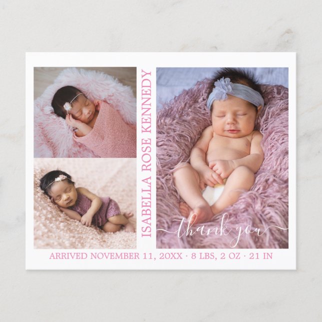Papier Budget Bébé fille photo Collage Faire-part de nais (Devant)