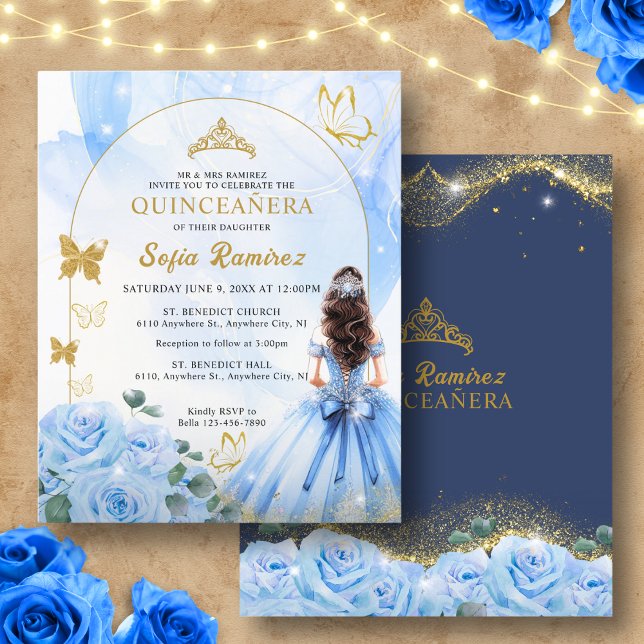 Papier Budget Bébé Robe Bleue Princesse Quinceañera (Créateur téléchargé)