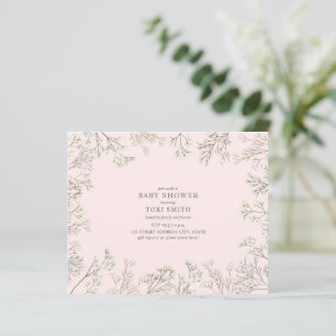 Papier Budget Bébé's Breath Pink Baby shower Invitation