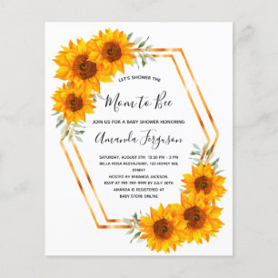 Papier Budget Bee Baby shower tournesol rose or