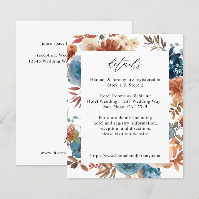 Papier Budget Beige & Dusty Blue Floral Détails (Devant / Derrière)