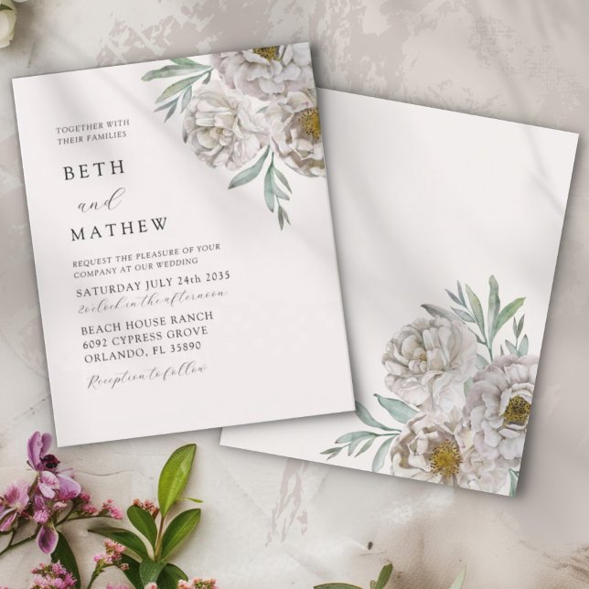 Papier Budget Beige & Off White Florals Wedding (Créateur téléchargé)