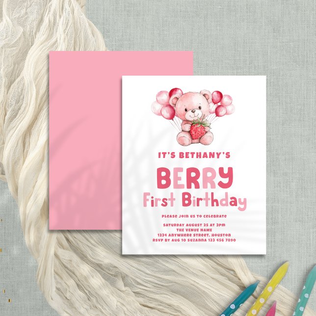 Papier Budget Berry Premier anniversaire Fraise 1er parti (Front and back view)