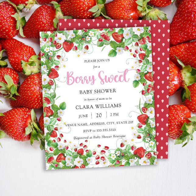 Papier Budget Berry Sweet Baby shower Invitation (Créateur téléchargé)