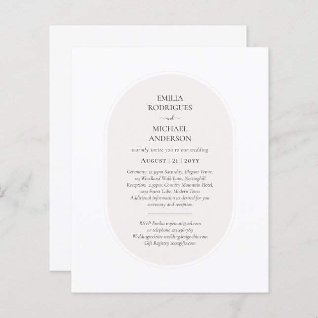 Papier BUDGET BILINGUE À double face Mariage Blanc Beige (Devant / Derrière)
