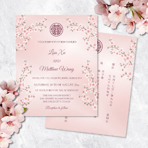 Papier BUDGET BILINGUE   Fleurs roses mariage chinois