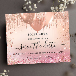 Papier Budget birthday party pink rose gold save the date