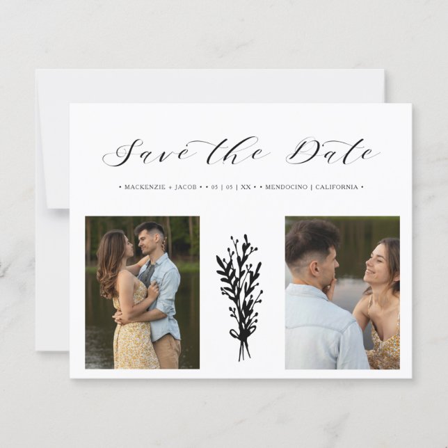 Papier Budget Black 2 Photos Collage Wedding Branches (Devant)