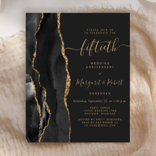 Papier Budget Black Agate Gold 50th Anniversary Party