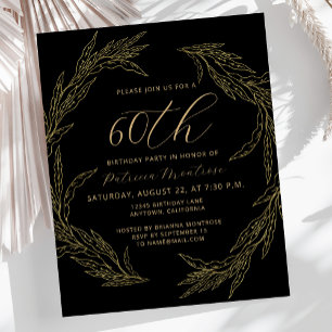 Papier Budget Black and Gold 60th Birthday Invitation