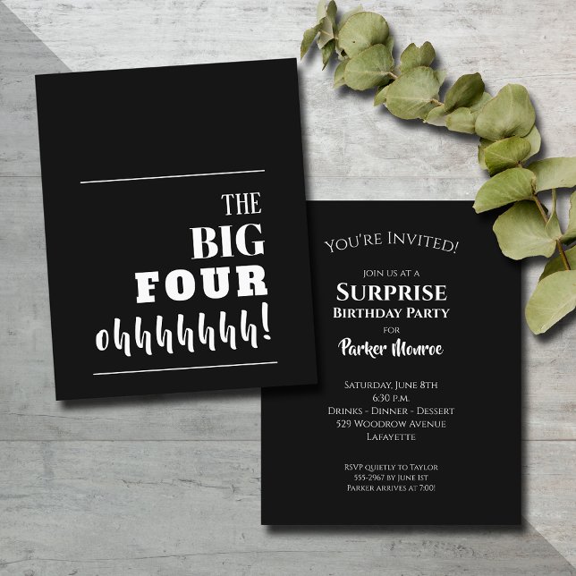 Papier Budget Black and White 40th Birthday Invitations (Créateur téléchargé)