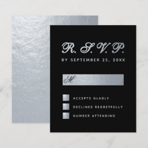 Papier Budget Black Faux Silver Calligraphie Mariage RSVP