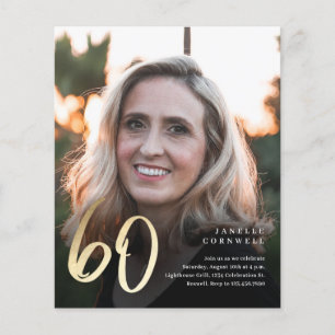 Papier Budget Black Gold 60th Photo Anniversaire Invitati
