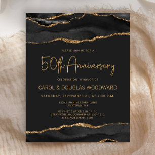 Papier Budget Black Gold Agate Sombre 50e Anniversaire
