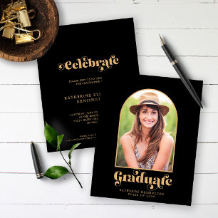 Papier Budget Black Gold Arch Photo Graduation Party
