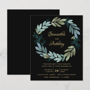 Papier Budget Black Gold Botanical Faire-part de mariage
