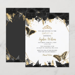 Papier Budget Black Gold Butterfly SWEET 16 Invitation