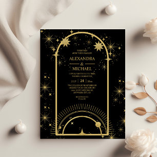 Papier Budget Black Gold Celestial Stars Mariage